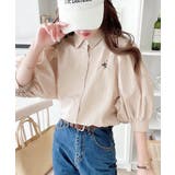 爽やかふんわりテイスト。タック入りボリュームスリーブ胸刺繍サッカーシャツ | Classical Elf | 詳細画像18