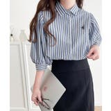 爽やかふんわりテイスト。タック入りボリュームスリーブ胸刺繍サッカーシャツ | Classical Elf | 詳細画像2