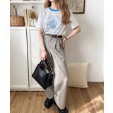 トレンドのディテールが魅力。シルケットフラワーカーブロゴリンガー半袖Tシャツ | Classical Elf  | 詳細画像5 
