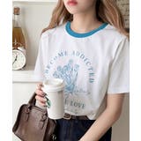 トレンドのディテールが魅力。シルケットフラワーカーブロゴリンガー半袖Tシャツ | Classical Elf  | 詳細画像7 