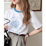 トレンドのディテールが魅力。シルケットフラワーカーブロゴリンガー半袖Tシャツ | Classical Elf  | 詳細画像2 