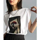 ホワイト | シンプルなのに着映える!お花フォトプリントシルケット加工フレンチスリーブTシャツ… | Classical Elf