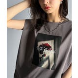 チャコール | シンプルなのに着映える!お花フォトプリントシルケット加工フレンチスリーブTシャツ… | Classical Elf