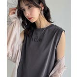 チャコール | 春夏コーデの主役!シルケット胸元刺繍サイド裾スリット入りノースリーブカットソー | Classical Elf