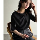 ブラック | 女性らしさ格上げ。ハーフスリーブアシメドレープカットソー | Classical Elf