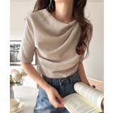 女性らしさ格上げ。ハーフスリーブアシメドレープカットソー | Classical Elf | 詳細画像25