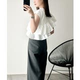 一枚で着映える♪異素材ドッキングアシメトリーラッフルデザインフレンチスリーブカッ… | Classical Elf | 詳細画像10