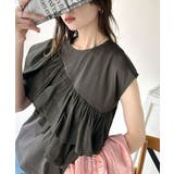 一枚で着映える♪異素材ドッキングアシメトリーラッフルデザインフレンチスリーブカッ… | Classical Elf | 詳細画像17