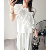 一枚で着映える♪異素材ドッキングアシメトリーラッフルデザインフレンチスリーブカッ… | Classical Elf | 詳細画像6