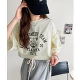 レディなヴィンテージスタイル。綿100％カレッジピグメント袖フリルTシャツ | Classical Elf  | 詳細画像6 