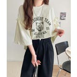 レディなヴィンテージスタイル。綿100％カレッジピグメント袖フリルTシャツ | Classical Elf  | 詳細画像4 