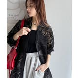 ブラック | 上品な透け感×大人カジュアル。レースオーバーサイズシャツブラウス（長袖） | Classical Elf 