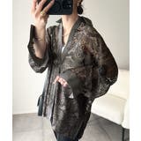 チャコール | 上品な透け感×大人カジュアル。レースオーバーサイズシャツブラウス（長袖） | Classical Elf 