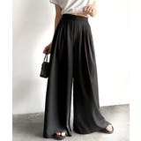 ブラック | センスが光る。綺麗め5タックワイドパンツ | Classical Elf 