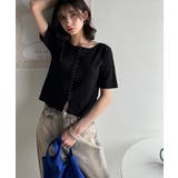 大人可愛いデコルテ魅せコンパクトT。フロントホックワッフル半袖トップス | Classical Elf | 詳細画像15