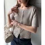 大人可愛いデコルテ魅せコンパクトT。フロントホックワッフル半袖トップス | Classical Elf | 詳細画像22