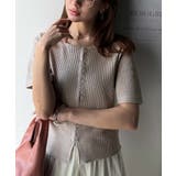大人可愛いデコルテ魅せコンパクトT。フロントホックワッフル半袖トップス | Classical Elf | 詳細画像25