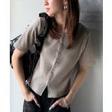 大人可愛いデコルテ魅せコンパクトT。フロントホックワッフル半袖トップス | Classical Elf | 詳細画像27