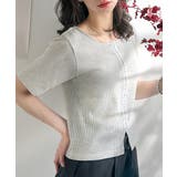 オートミール | 大人可愛いデコルテ魅せコンパクトT。フロントホックワッフル半袖トップス | Classical Elf