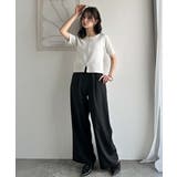 大人可愛いデコルテ魅せコンパクトT。フロントホックワッフル半袖トップス | Classical Elf | 詳細画像40