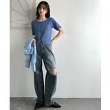 大人可愛いデコルテ魅せコンパクトT。フロントホックワッフル半袖トップス | Classical Elf | 詳細画像44