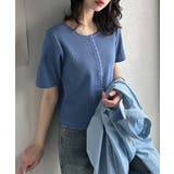大人可愛いデコルテ魅せコンパクトT。フロントホックワッフル半袖トップス | Classical Elf | 詳細画像45