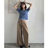 大人可愛いデコルテ魅せコンパクトT。フロントホックワッフル半袖トップス | Classical Elf | 詳細画像49