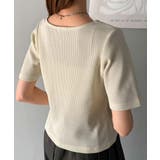 大人可愛いデコルテ魅せコンパクトT。フロントホックワッフル半袖トップス | Classical Elf | 詳細画像55