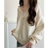 ふわっと軽やか◎メランジ調Vネックニットプルオーバー（長袖） | Classical Elf  | 詳細画像6 