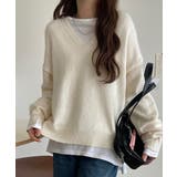 ふわっと軽やか◎メランジ調Vネックニットプルオーバー（長袖） | Classical Elf  | 詳細画像7 