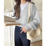 ふわっと軽やか◎メランジ調Vネックニットプルオーバー（長袖） | Classical Elf  | 詳細画像13 