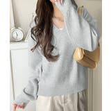 ブルーグレー | ふわっと軽やか◎メランジ調Vネックニットプルオーバー（長袖） | Classical Elf 