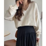 ふわっと軽やか◎メランジ調Vネックニットプルオーバー（長袖） | Classical Elf  | 詳細画像2 