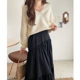 ふわっと軽やか◎メランジ調Vネックニットプルオーバー（長袖） | Classical Elf  | 詳細画像3 