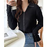 首元の抜けで細見え。インナーにも使える万能トップス♪配色ラインデザイン衿付きリブ… | Classical Elf  | 詳細画像13 