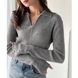 首元の抜けで細見え。インナーにも使える万能トップス♪配色ラインデザイン衿付きリブ… | Classical Elf  | 詳細画像18 