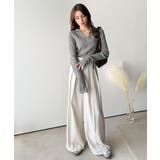 首元の抜けで細見え。インナーにも使える万能トップス♪配色ラインデザイン衿付きリブ… | Classical Elf  | 詳細画像21 