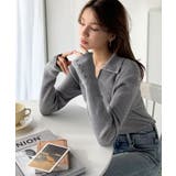 首元の抜けで細見え。インナーにも使える万能トップス♪配色ラインデザイン衿付きリブ… | Classical Elf  | 詳細画像23 