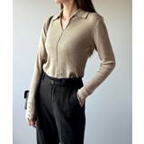 首元の抜けで細見え。インナーにも使える万能トップス♪配色ラインデザイン衿付きリブ… | Classical Elf  | 詳細画像26 