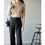 首元の抜けで細見え。インナーにも使える万能トップス♪配色ラインデザイン衿付きリブ… | Classical Elf  | 詳細画像27 