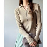 首元の抜けで細見え。インナーにも使える万能トップス♪配色ラインデザイン衿付きリブ… | Classical Elf  | 詳細画像28 