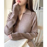 首元の抜けで細見え。インナーにも使える万能トップス♪配色ラインデザイン衿付きリブ… | Classical Elf  | 詳細画像30 