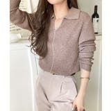 首元の抜けで細見え。インナーにも使える万能トップス♪配色ラインデザイン衿付きリブ… | Classical Elf  | 詳細画像31 