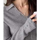 首元の抜けで細見え。インナーにも使える万能トップス♪配色ラインデザイン衿付きリブ… | Classical Elf  | 詳細画像33 