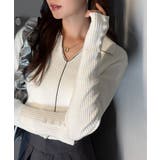 首元の抜けで細見え。インナーにも使える万能トップス♪配色ラインデザイン衿付きリブ… | Classical Elf  | 詳細画像3 