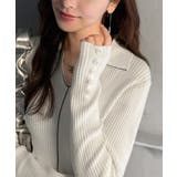 首元の抜けで細見え。インナーにも使える万能トップス♪配色ラインデザイン衿付きリブ… | Classical Elf  | 詳細画像4 