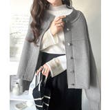 シンプルで洗練されたデザインが魅力！サイドドロスト比翼ニットブルゾン | Classical Elf  | 詳細画像11 