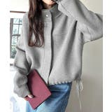 シンプルで洗練されたデザインが魅力！サイドドロスト比翼ニットブルゾン | Classical Elf  | 詳細画像18 