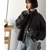 シンプルで洗練されたデザインが魅力！サイドドロスト比翼ニットブルゾン | Classical Elf  | 詳細画像19 