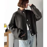 シンプルで洗練されたデザインが魅力！サイドドロスト比翼ニットブルゾン | Classical Elf  | 詳細画像20 